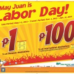 Cebu Pacific P1 Fare- All Domestic Destinations and Php 100 – All International Destinations